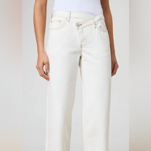 Glassons Asymmetric Waist Straight Leg Raw Hem Jean in Monaco Milk Size 8 - Picture 2 of 14